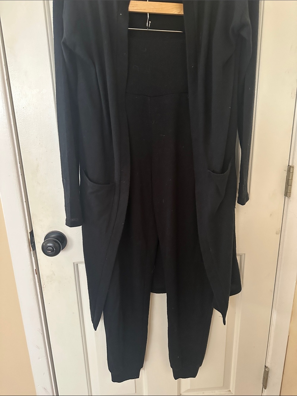 VENUS Black Long Hooded Cardigan & High rose fold over joggers. - Picture 2 of 3